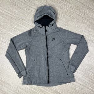 Nike Tech Fleece Women's Running Hoodie Full Zip Grey M Thumbholes Long Sleeve